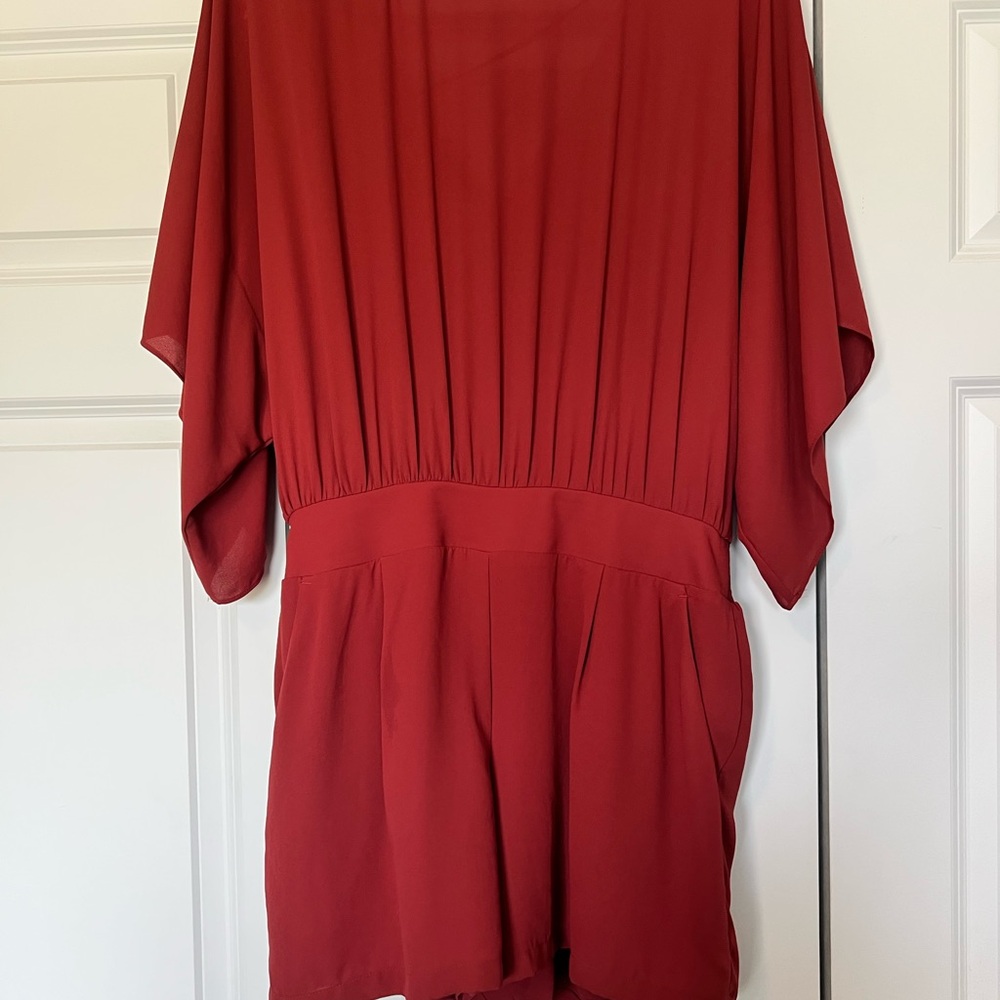 White House Black Market Deep Red Romper